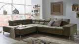 KAWOLA Sofa NELSON Ecksofa Velvet olivgrün, Rechts, Ohne Komfortfunktion