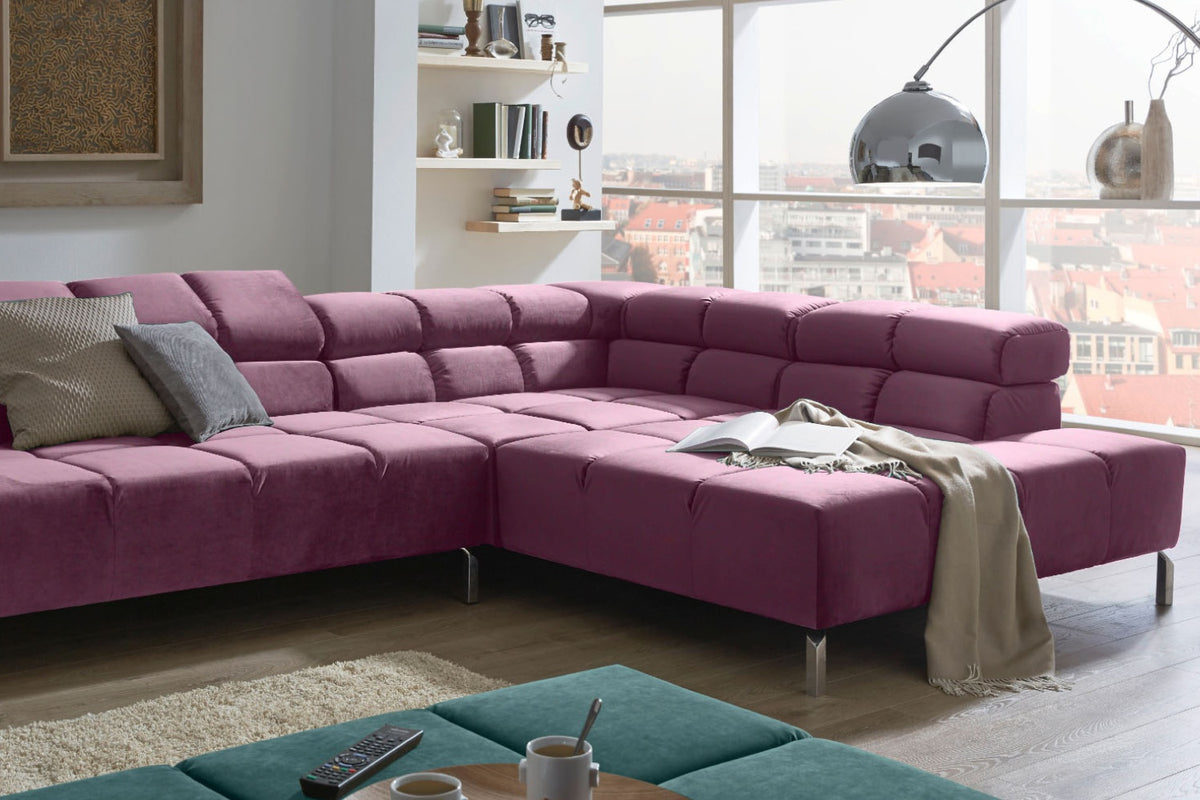 KAWOLA Sofa NELSON Ecksofa Velvet purple