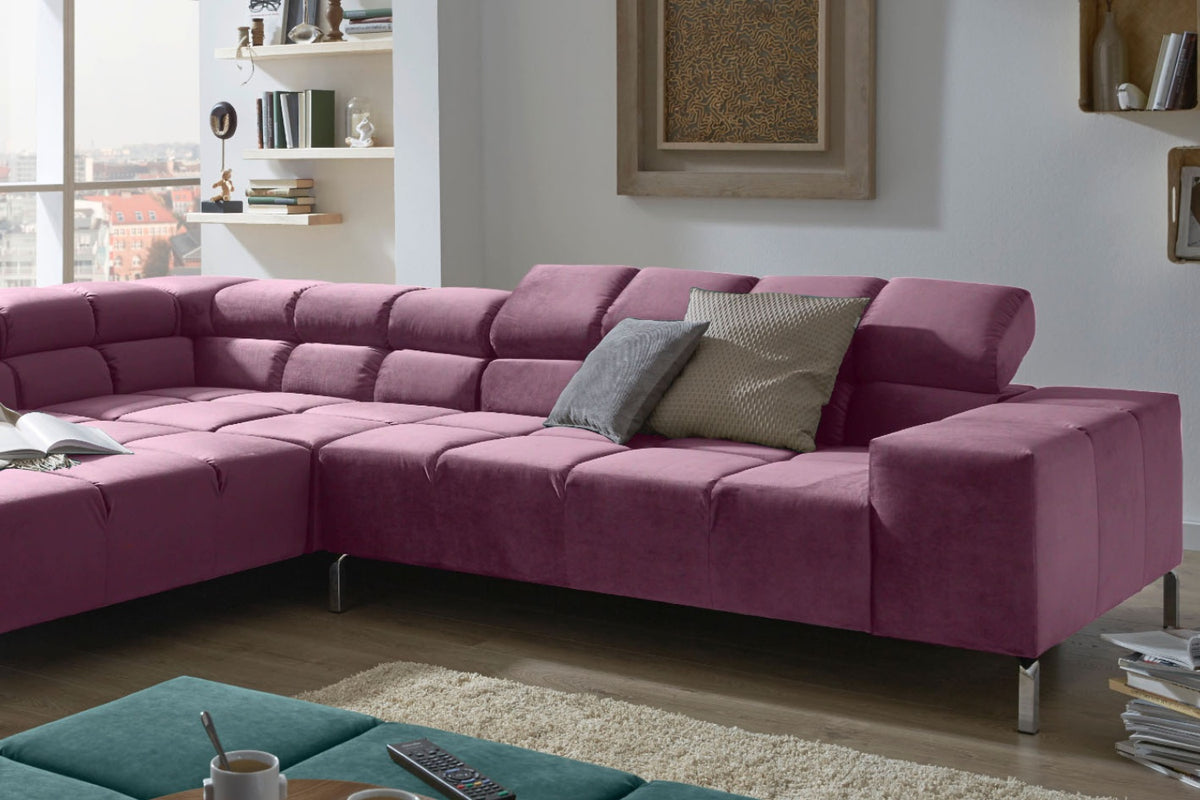 KAWOLA Sofa NELSON Ecksofa Velvet purple