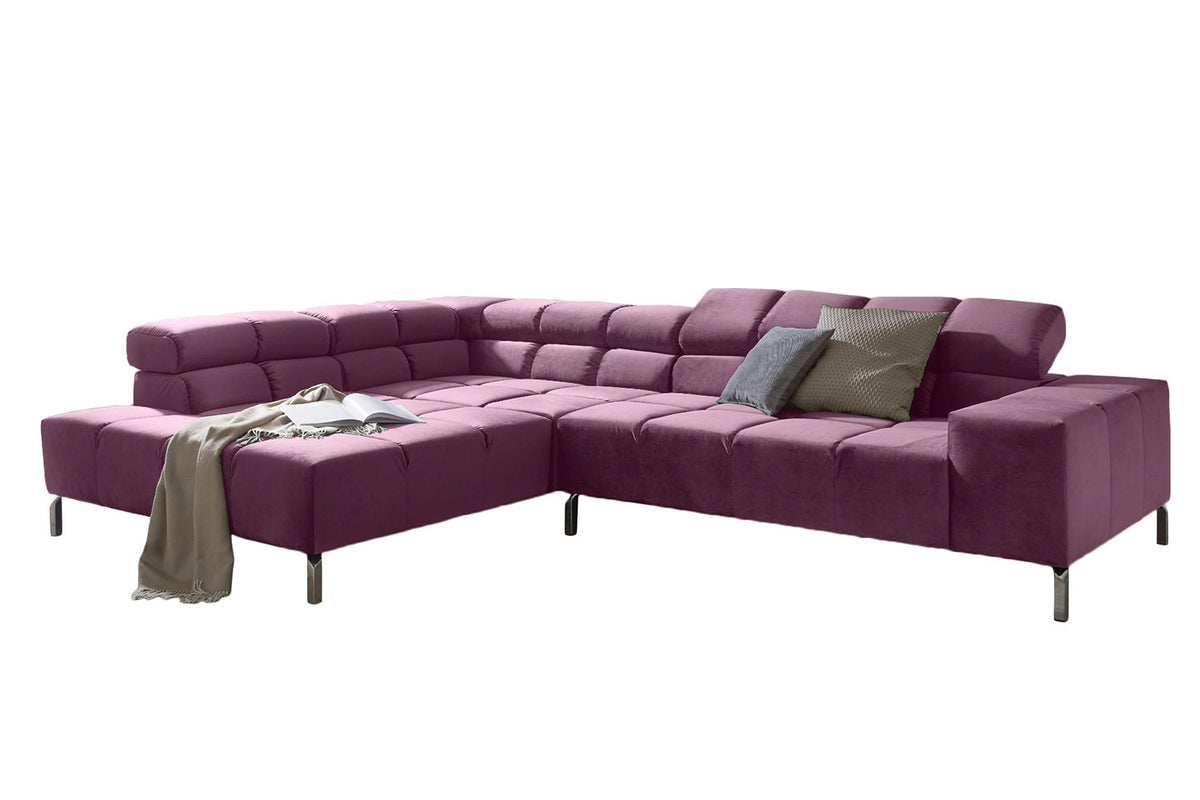 KAWOLA Sofa NELSON Ecksofa Velvet purple