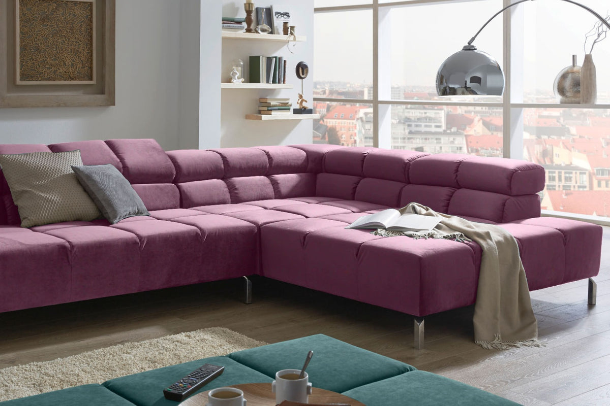KAWOLA Sofa NELSON Ecksofa Velvet purple