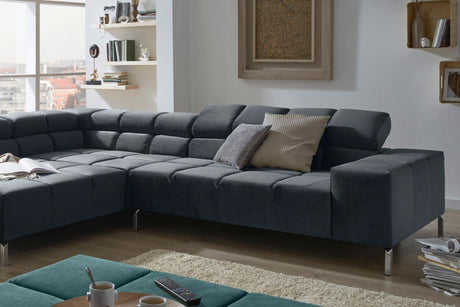 KAWOLA Sofa NELSON Ecksofa Velvet schwarz