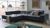 KAWOLA Sofa NELSON Ecksofa Velvet schwarz, Rechts, Ohne Komfortfunktion