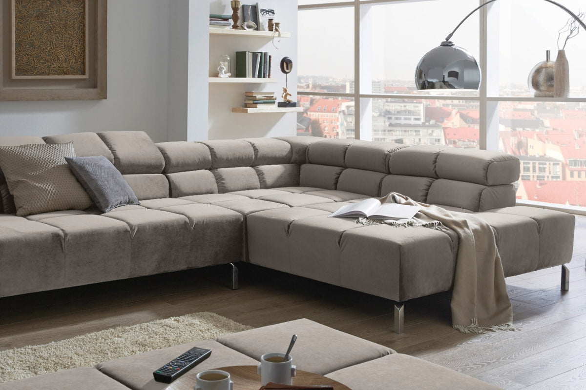 KAWOLA Sofa NELSON Ecksofa Velvet silber