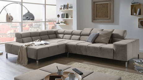 KAWOLA Sofa NELSON Ecksofa Velvet silber, Rechts, Ohne Komfortfunktion