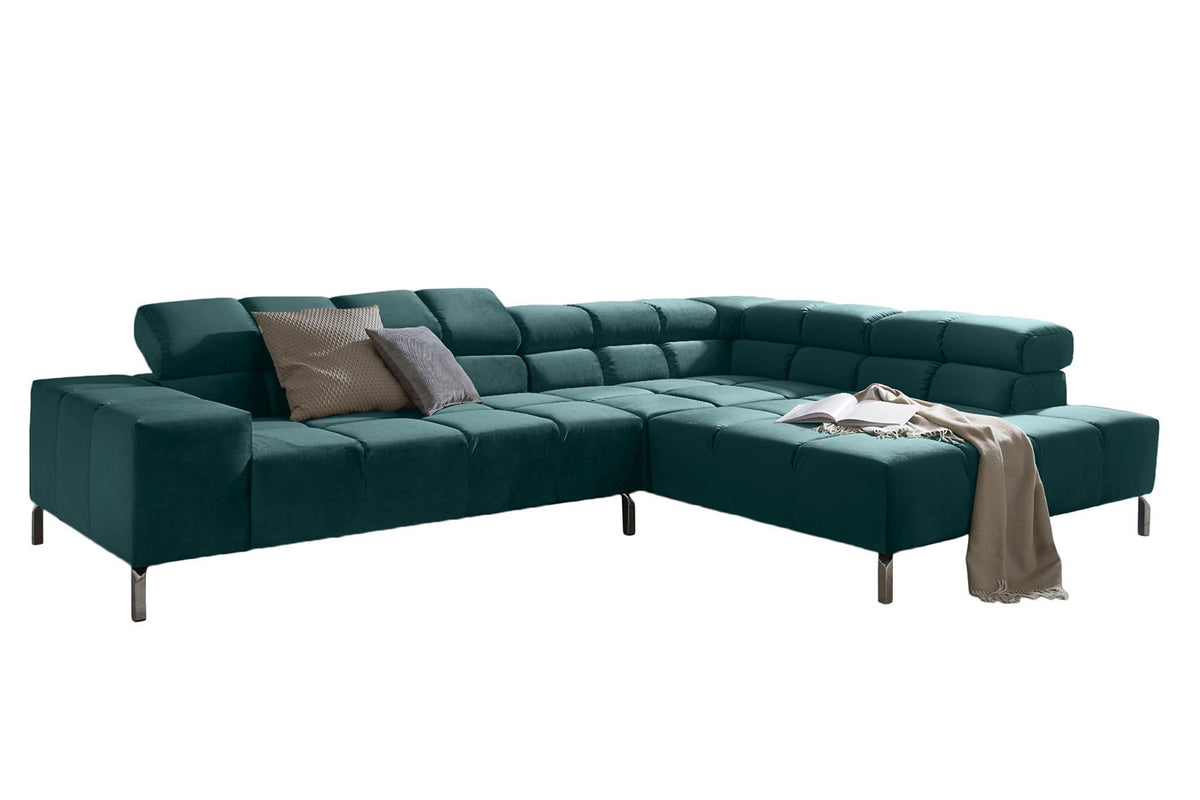 KAWOLA Sofa NELSON Ecksofa Velvet smaragd