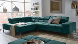 KAWOLA Sofa NELSON Ecksofa Velvet smaragd, Rechts, Relaxfunktion