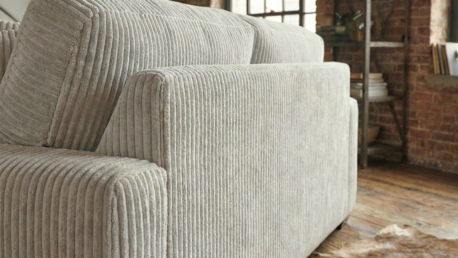 KAWOLA Sofa NETTA 3-Sitzer Bezug abziehbar Cord cremeweiß
