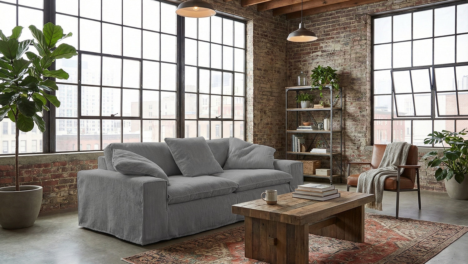 KAWOLA Sofa NETTA 3-Sitzer Bezug abziehbar Cord grau