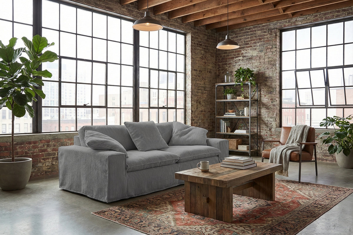 KAWOLA Sofa NETTA 3-Sitzer Bezug abziehbar Cord grau