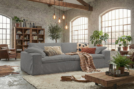 KAWOLA Sofa NETTA 3-Sitzer Bezug abziehbar Cord grau, 4-Sitzer