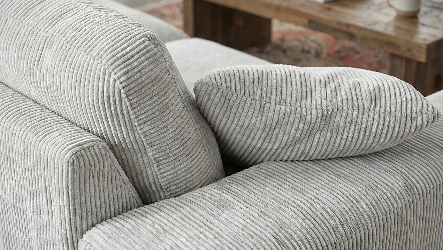 KAWOLA Sofa NETTA 3-Sitzer Bezug abziehbar Cord hellgrau