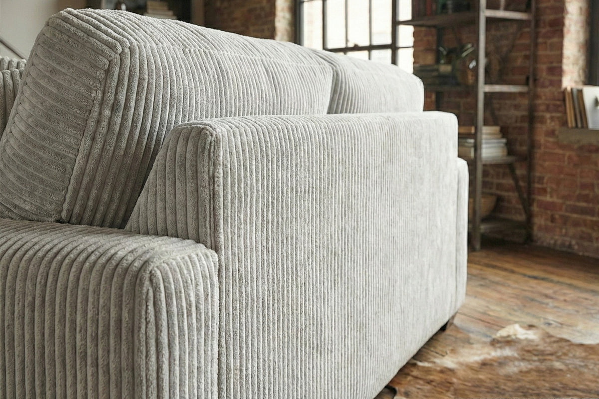 KAWOLA Sofa NETTA 3-Sitzer Bezug abziehbar Cord hellgrau