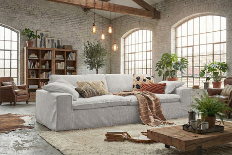 KAWOLA Sofa NETTA 3-Sitzer Bezug abziehbar Cord hellgrau, 3-Sitzer