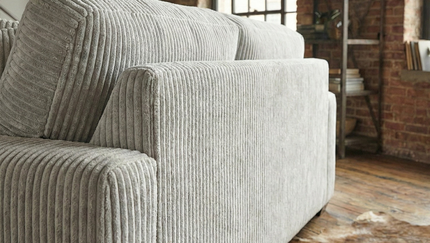 KAWOLA Sofa NETTA 3-Sitzer Bezug abziehbar Cord hellgrau