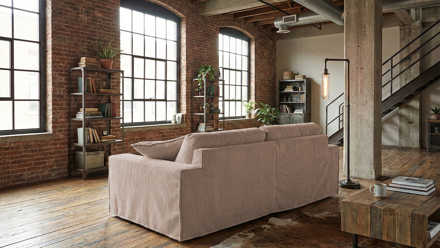 KAWOLA Sofa NETTA 3-Sitzer Bezug abziehbar Cord taupe