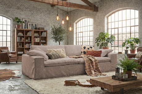 KAWOLA Sofa NETTA 3-Sitzer Bezug abziehbar Cord taupe, 3-Sitzer