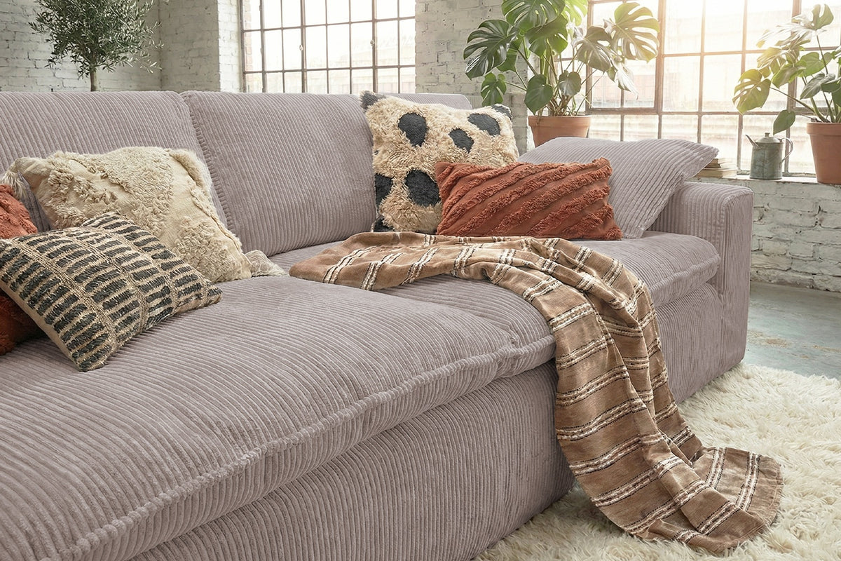 KAWOLA Sofa NETTA 3-Sitzer Bezug abziehbar Cord taupe