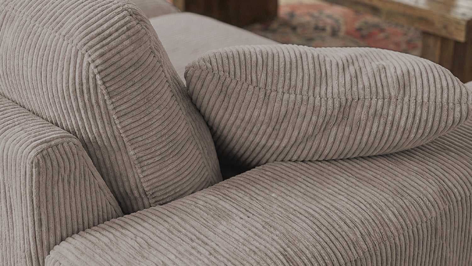KAWOLA Sofa NETTA 3-Sitzer Bezug abziehbar Cord taupe