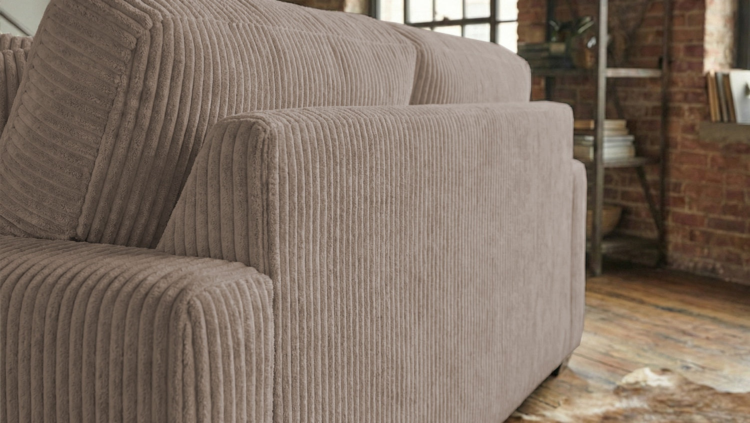KAWOLA Sofa NETTA 3-Sitzer Bezug abziehbar Cord taupe