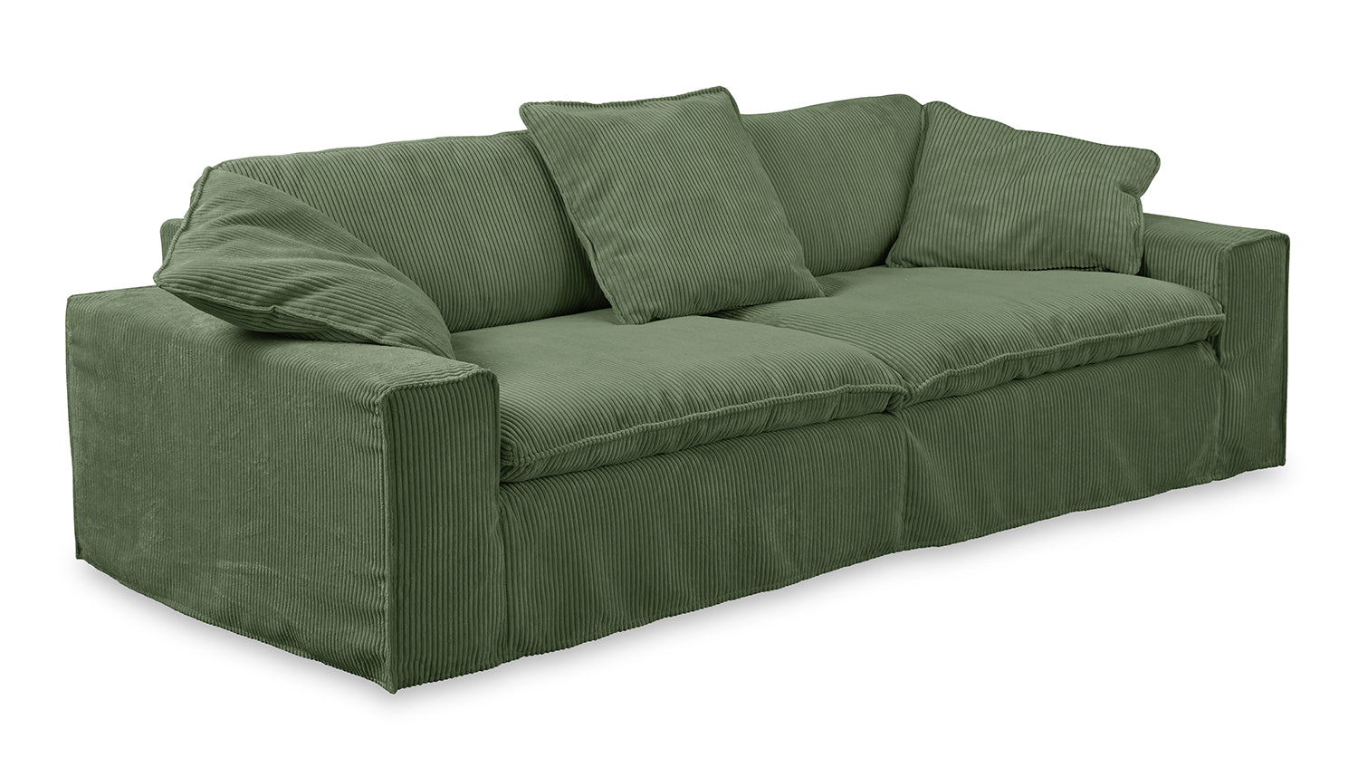 KAWOLA Sofa NETTA 4Sitzer Bezug abziehbar Cord moosgrün