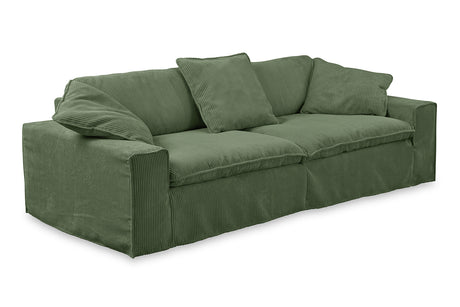 KAWOLA Sofa NETTA 4Sitzer Bezug abziehbar Cord moosgrün