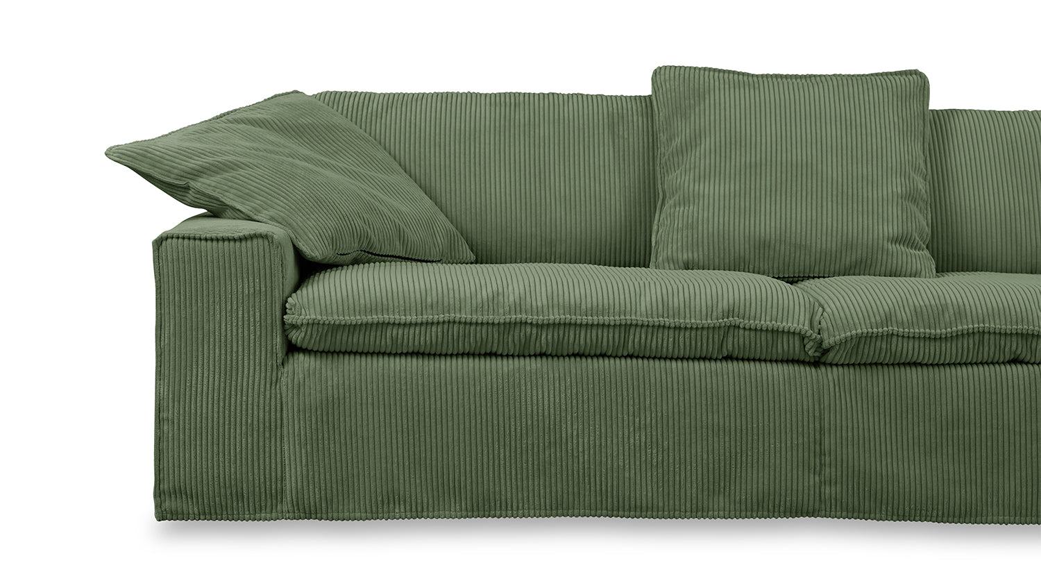KAWOLA Sofa NETTA 4Sitzer Bezug abziehbar Cord moosgrün