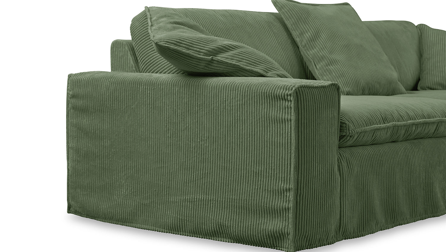 KAWOLA Sofa NETTA 4Sitzer Bezug abziehbar Cord moosgrün