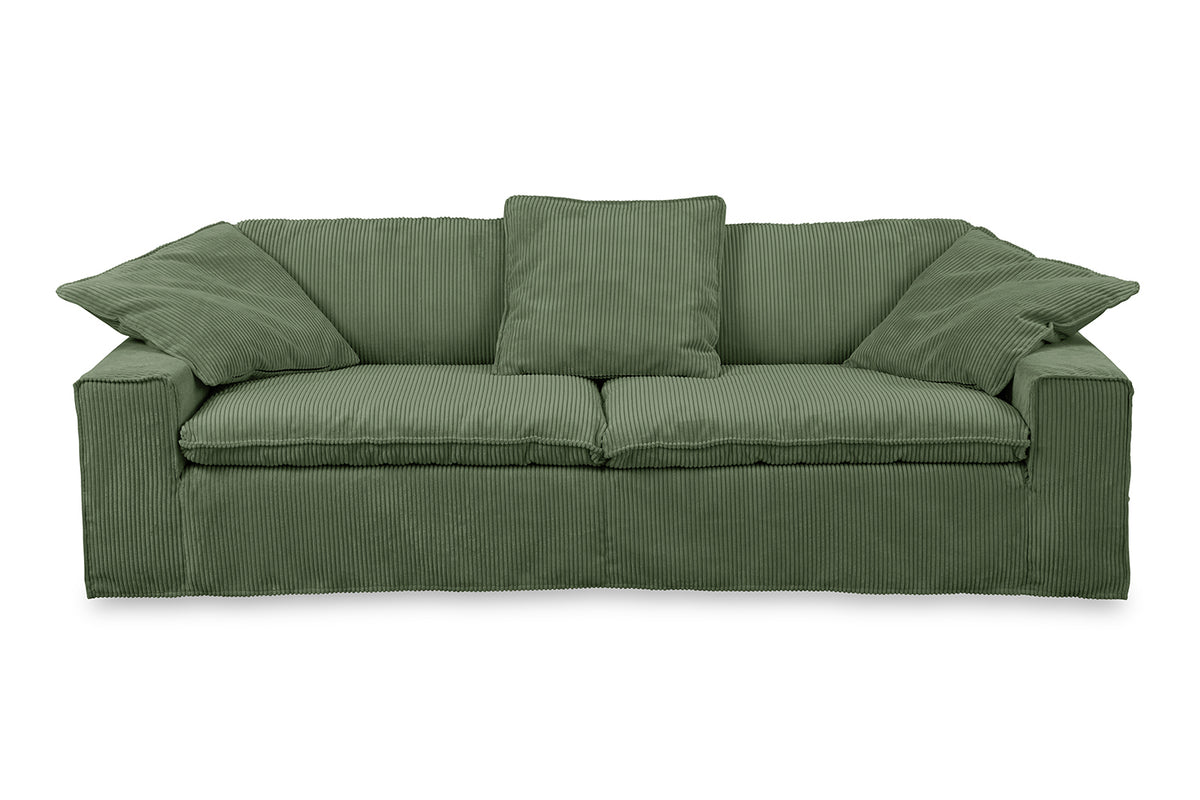 KAWOLA Sofa NETTA 4Sitzer Bezug abziehbar Cord moosgrün
