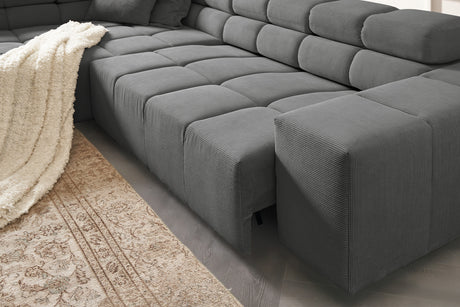 KAWOLA Sofa NEVADA Ecksofa Feincord anthrazit