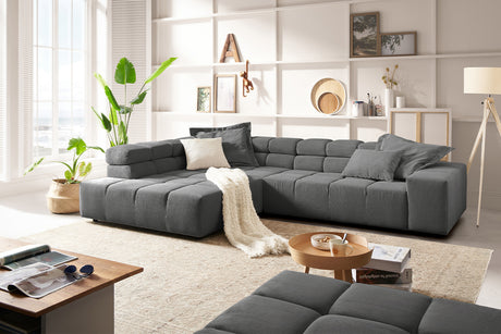 KAWOLA Sofa NEVADA Ecksofa Feincord anthrazit, Links, Ohne Komfortfunktion