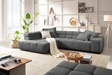 KAWOLA Sofa NEVADA Ecksofa Feincord anthrazit, Links, Relaxfunktion