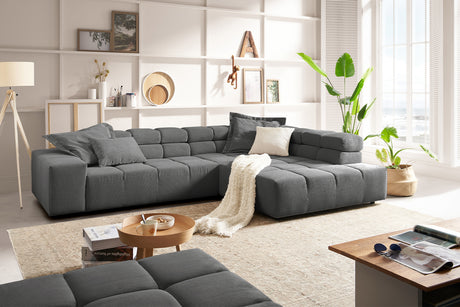 KAWOLA Sofa NEVADA Ecksofa Feincord anthrazit, Rechts, Relaxfunktion