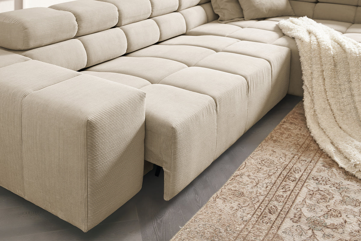 KAWOLA Sofa NEVADA Ecksofa Feincord beige