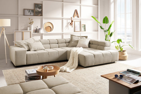 KAWOLA Sofa NEVADA Ecksofa Feincord beige, Rechts, Ohne Komfortfunktion