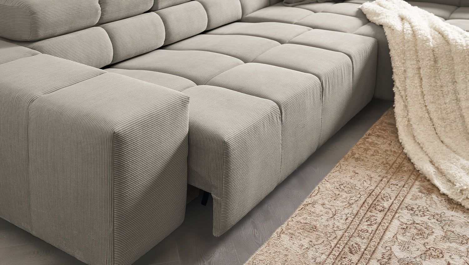 KAWOLA Sofa NEVADA Ecksofa Feincord grau