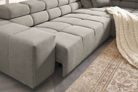 KAWOLA Sofa NEVADA Ecksofa Feincord grau
