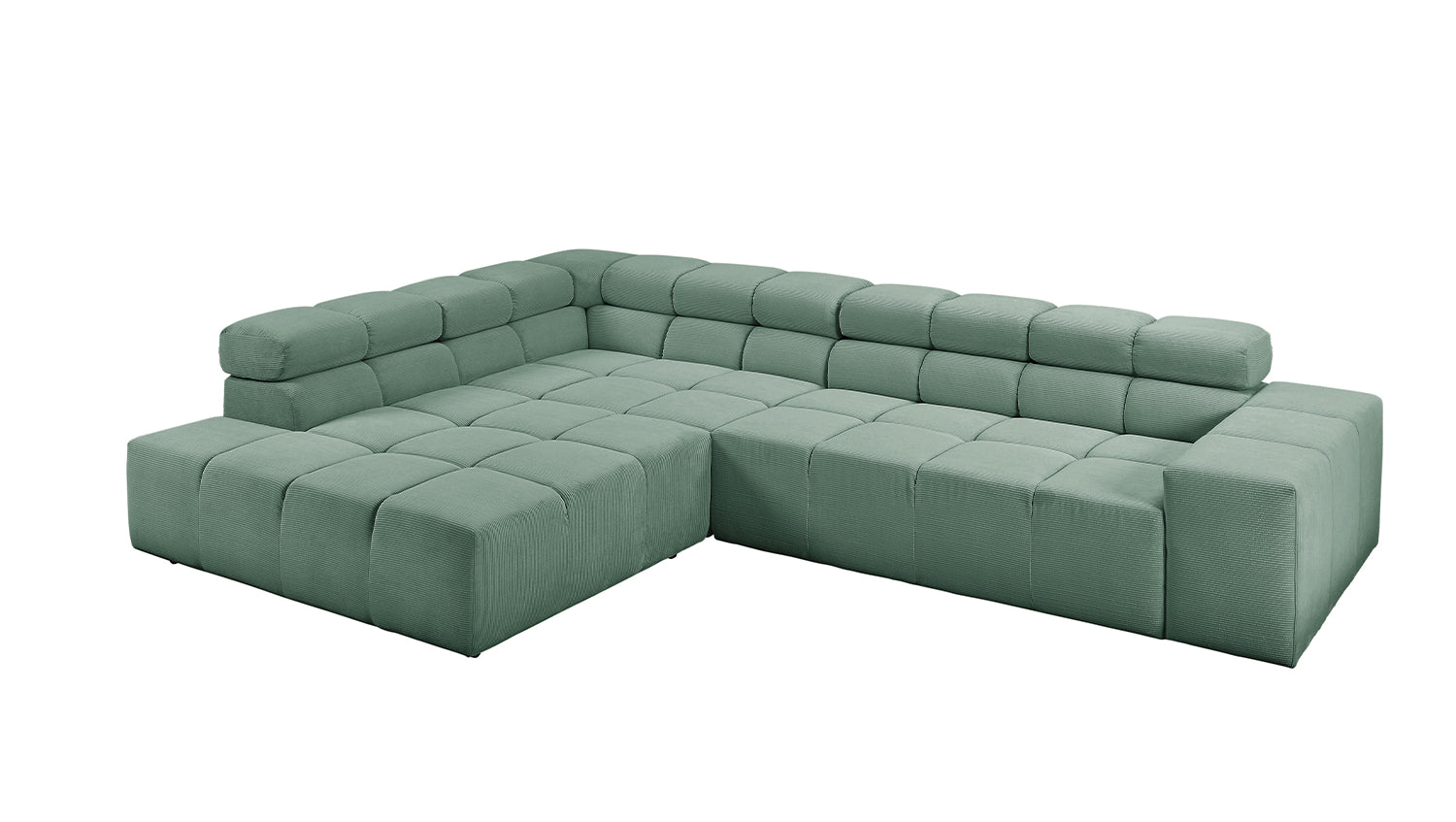 KAWOLA Sofa NEVADA Ecksofa Feincord grün