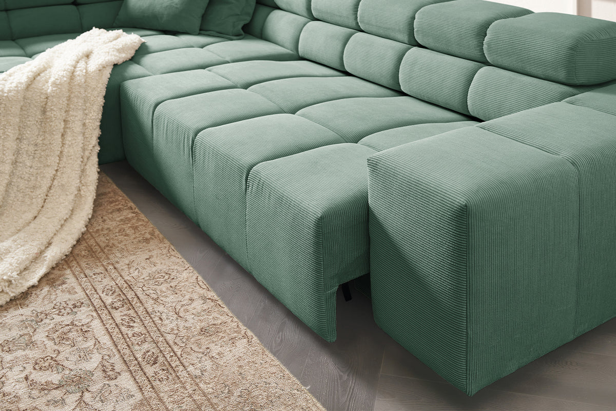 KAWOLA Sofa NEVADA Ecksofa Feincord grün
