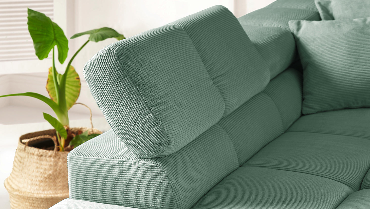 KAWOLA Sofa NEVADA Ecksofa Feincord grün