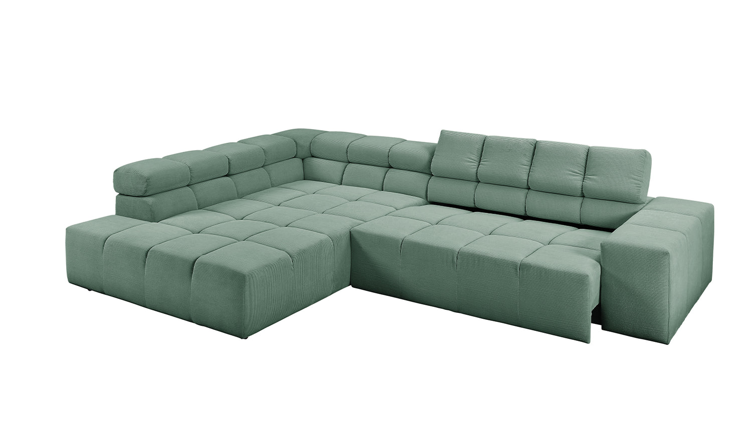 KAWOLA Sofa NEVADA Ecksofa Feincord grün