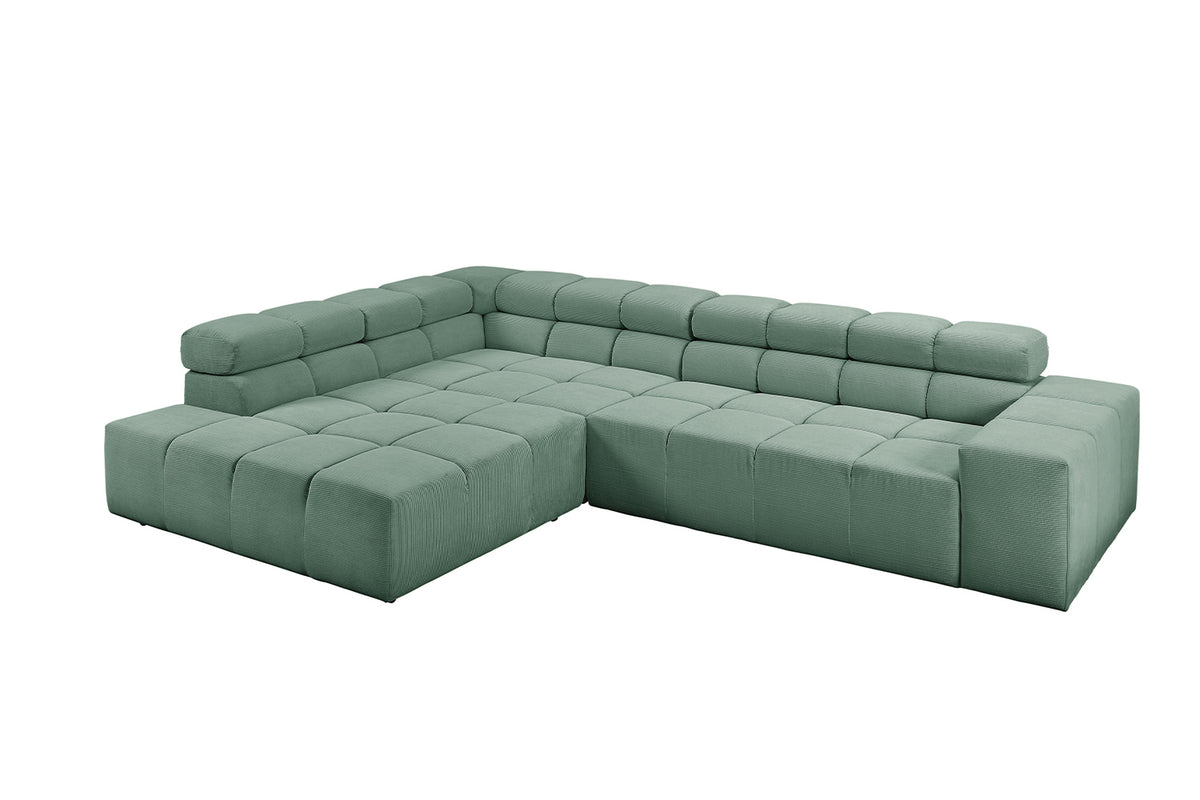 KAWOLA Sofa NEVADA Ecksofa Feincord grün