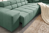 KAWOLA Sofa NEVADA Ecksofa Feincord grün