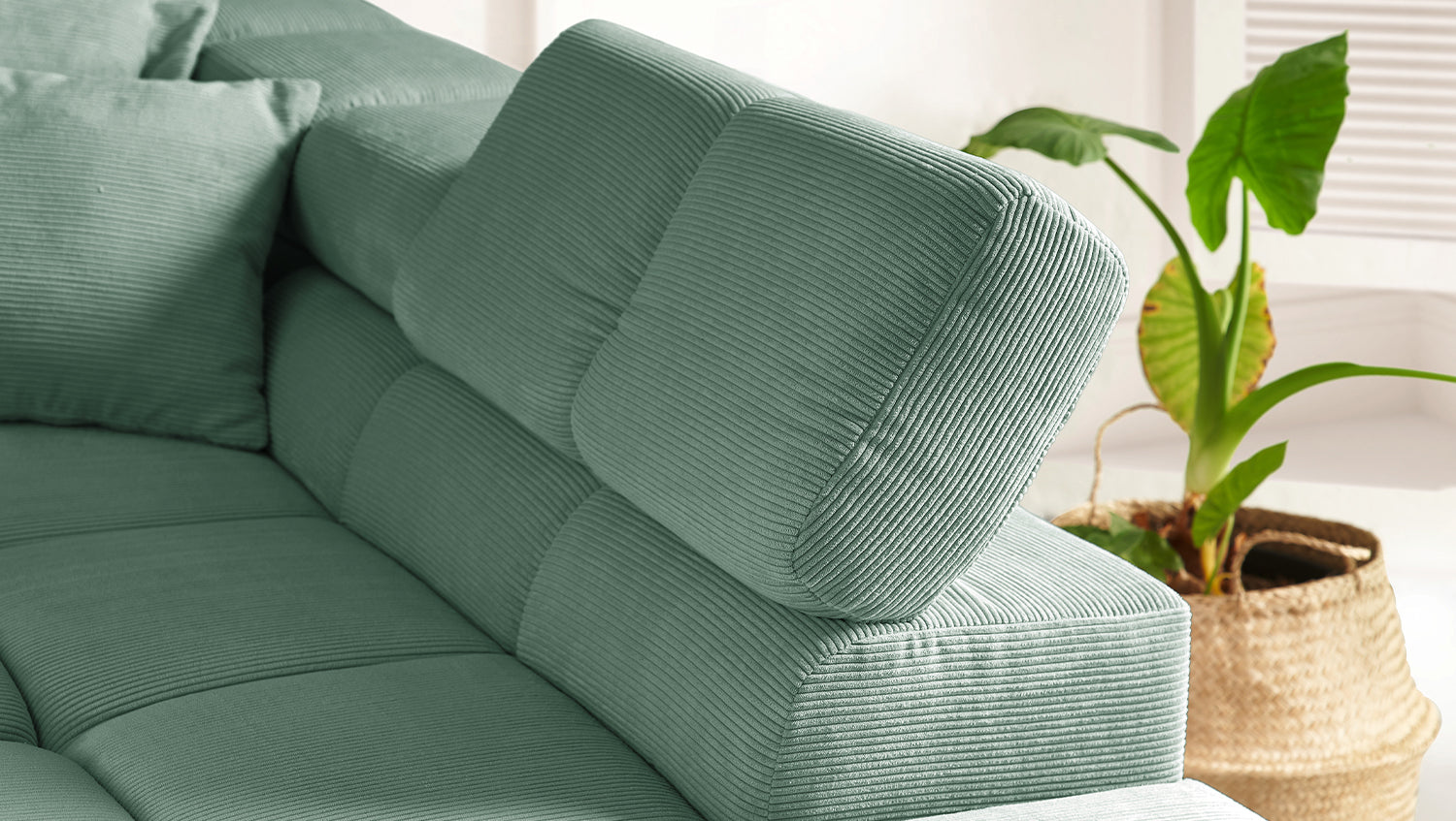 KAWOLA Sofa NEVADA Ecksofa Feincord grün
