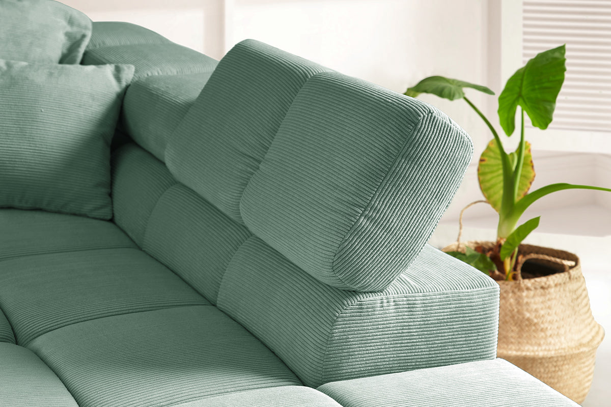 KAWOLA Sofa NEVADA Ecksofa Feincord grün