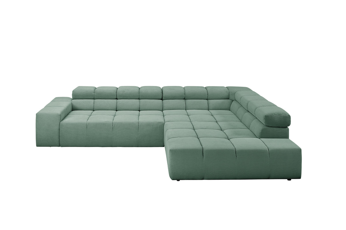 KAWOLA Sofa NEVADA Ecksofa Feincord grün