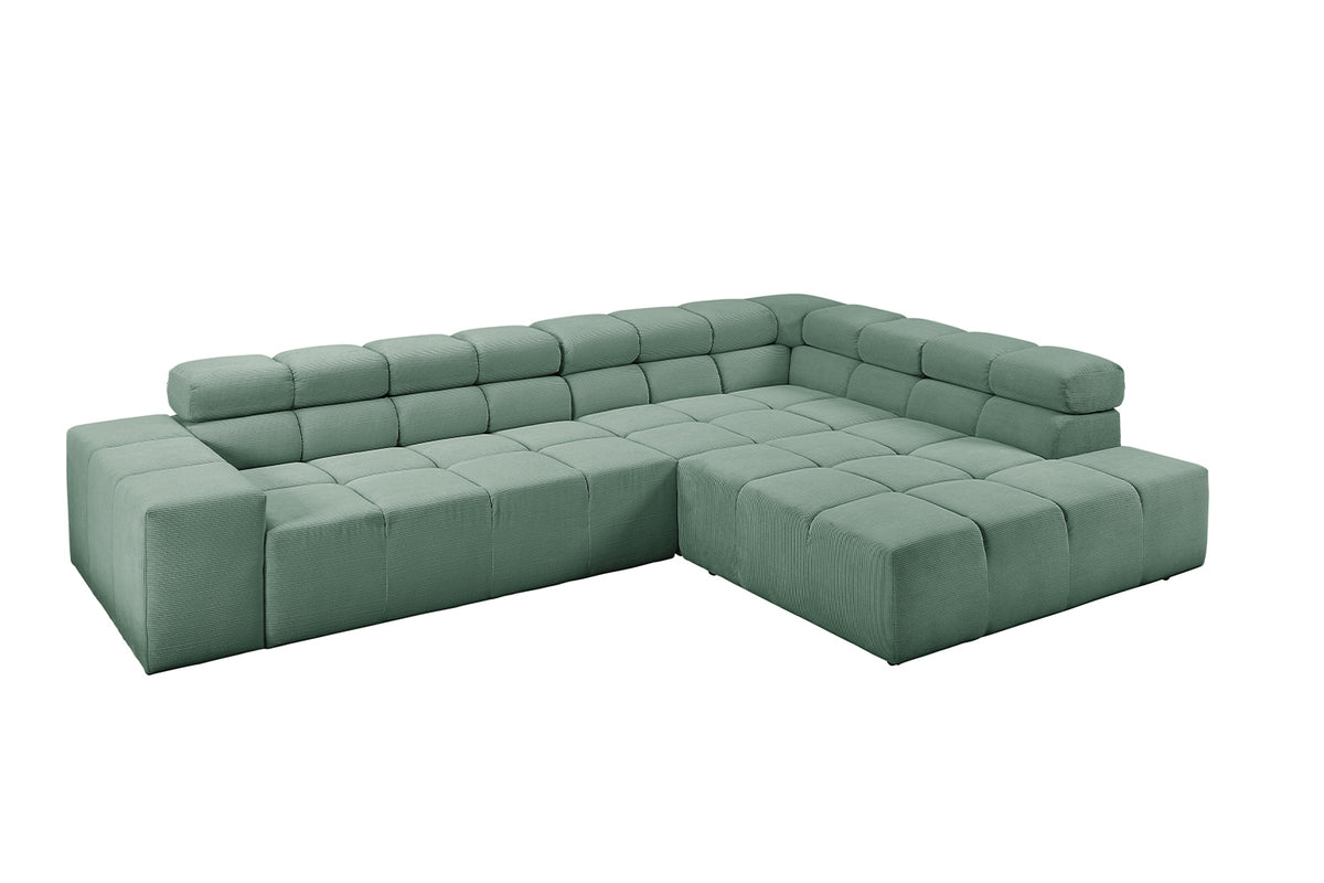 KAWOLA Sofa NEVADA Ecksofa Feincord grün