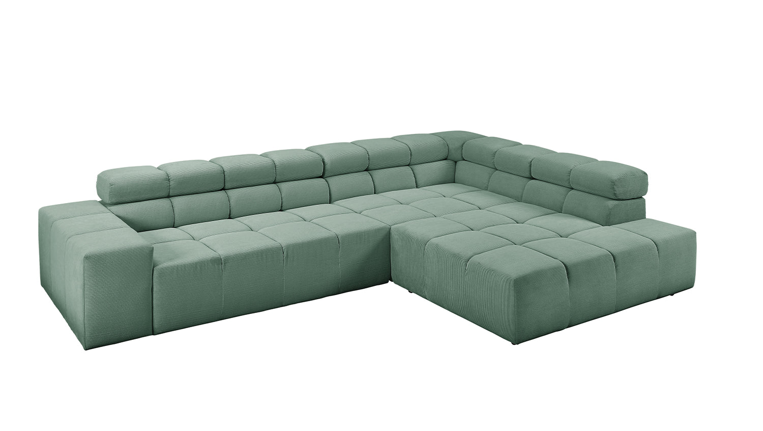 KAWOLA Sofa NEVADA Ecksofa Feincord grün