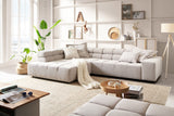 KAWOLA Sofa NEVADA Ecksofa Feincord silber, Links, Ohne Komfortfunktion