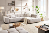 KAWOLA Sofa NEVADA Ecksofa Feincord silber, Rechts, Ohne Komfortfunktion
